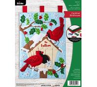 Bucilla Felt Applique Wall Hanging Kit, Cardinal Birdhouse, Perfect for DIY Arts and Crafts, 89514E