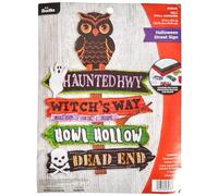 Bucilla Felt Applique Wall Hanging Kit, Halloween Street Sign 15" x 21.5" Felt Applique Wall Hanging Kit, Perfect for Halloween DIY Needlepoint Arts and Crafts, 89384E