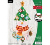 Bucilla Felt Applique Wall Hanging Kit, Treetop Snowman, Perfect for DIY Arts and Crafts