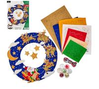 Bucilla, Felt Applique Wreath Making Kit, for DIY Arts and Crafts Projects, Moonlit Sleigh Ride, 16" x 17"