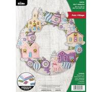 Bucilla Felt Applique Wreath Making Kit, Putz Village, Perfect for DIY Arts and Crafts