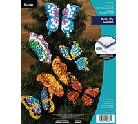 Bucilla Felt Ornaments Applique Kit Set of 6-Butterfly Garden