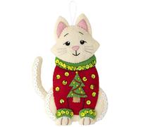 Bucilla Felt Ornaments Applique Kit Set of 6-Cats in Ugly Sweaters