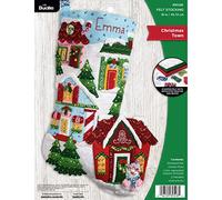 Bucilla Felt Stocking Applique Kit 18" Long-Chistmas Town