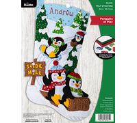 Bucilla Felt Stocking Applique Kit 18" Long-Penguins at Play