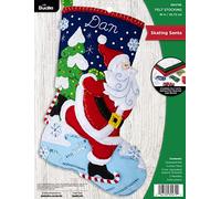 Bucilla Felt Stocking Applique Kit 18" Long-Skating Santa