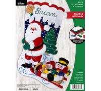 Bucilla Felt Stocking Applique Kit 18" Long-Sledding with Santa