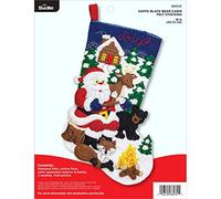 Bucilla Felt Stocking Applique Kit, 18", Santa Black Bear Cabin