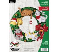 Bucilla Felt Wreath Applique Kit 15" Round-Holiday Housecats