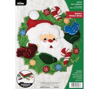 Bucilla Felt Wreath Applique Kit 17"X18" - Santa's Winter Birds 89806E