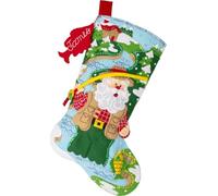 Bucilla, Fly Fishing Santa, Felt Applique 18" Stocking Making Kit, Perfect for DIY Arts and Crafts, 89724E
