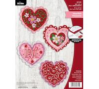 Bucilla, Heartfelt Treasures, Felt Applique 4 Piece Ornament Making Kit, Perfect for DIY Arts and Crafts, 89745E