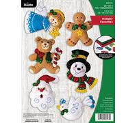Bucilla Holiday Favorites Set of 6 Felt Applique Ornament Making Kit, Perfect for DIY Needlepoint Arts and Crafts, 89577E