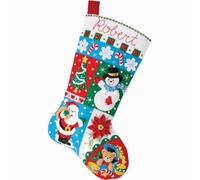 Bucilla, Holiday Patchwork, Felt Applique 18" Stocking Making Kit, Perfect for DIY Arts and Crafts, 89604E