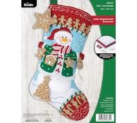 Bucilla, Jolly Gingerbread Snowman, Perfect for DIY Arts and Crafts Projects Felt Applique 18" Stocking Making Kit, 89782E