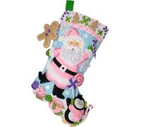 Bucilla, Lollipop Santa, Felt Applique 18" Stocking Making Kit, Perfect for Holiday DIY Arts and Crafts, 89705E