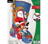 Bucilla, Moonlight Santa, Felt Applique 18" Stocking Making Kit, Perfect for DIY Arts and Crafts, 89599E