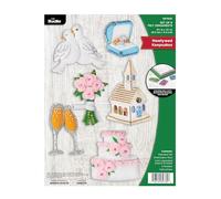 Bucilla, Newlywed Keepsakes, Perfect for DIY Arts and Crafts Projects Felt Applique 6 Piece Ornament Making Kit, 89780E