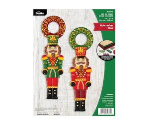 Bucilla, Nutcracker Duo, Felt Applique 2 Piece Door Hanger Kit, Perfect for Holiday DIY Arts and Crafts Projects, 89704E