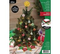Bucilla Ornament, Merry Miniatures, Felt Applique 14 Piece Mini Tree Making Kit, Perfect for Holiday DIY Arts and Crafts, 89653E