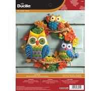 Bucilla Owl Wreath Felt Applique Kit-17-inch Round