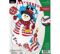 Bucilla, Peppermint Snowman, Felt Applique 18" Stocking Making Kit, Perfect for DIY Arts and Crafts, 89610E