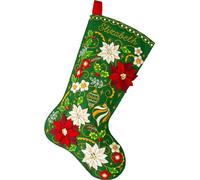 Bucilla, Poinsettia Elegance, Felt Applique 18" Stocking Making Kit, Perfect for Holiday DIY Arts and Crafts, 89684E
