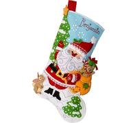 Bucilla, Retro Holiday Santa, Felt Applique 18" Stocking Making Kit, Perfect for DIY Arts and Crafts, 89740E