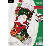 Bucilla, Santa's Festive Frolic, Perfect for DIY Arts and Crafts Projects Felt Applique 18" Stocking Making Kit, 89784E