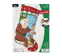 Bucilla, Santa's Midnight Snack, Perfect for DIY Arts and Crafts Projects Felt Applique 18" Stocking Making Kit, 89773E