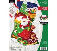 Bucilla, Santa's Peppermint Express, Felt Applique 18" Stocking Making Kit, Perfect for DIY Arts and Crafts, 89611E
