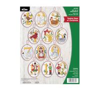 Bucilla, Twelve Days of Christmas, Perfect for DIY Arts and Crafts Projects Felt Applique 12 Piece Ornament Making Kit, 89770E