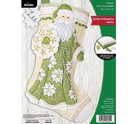 Bucilla, White Poinsettia Santa, Felt Applique 18" Stocking Making Kit, Perfect for DIY Arts and Crafts, 89602E