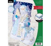 Bucilla, Winter Wonderland 18" Felt Applique Stocking Making Kit, Perfect for DIY Needlepoint Arts and Crafts, 89540E