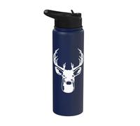 Buck Deer Head with Antlers Illustration Stainless Steel Insulated Water Bottle