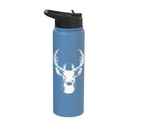 Buck Deer Head with Antlers Illustration Stainless Steel Insulated Water Bottle