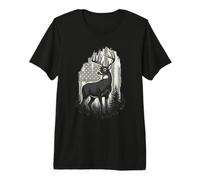 Buck Deer Hunting Wildlife Outdoor American Flag Hunter Premium T-Shirt