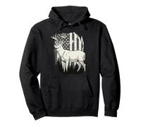 Buck Deer Hunting Wildlife Outdoor American Flag Hunter Pullover Hoodie