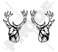 Buck Deer Stag Hunting 7,5" (190mm) Vinyl Bumper Stickers, Decals x2 - Choice of 22 Colours