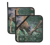 Buck On The Grass Large Pot Holders Oven Mitts Set Heat Resistant Pot Holders Square Pot Holder Hot Pads8 In