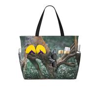 Buck On The Grass Print Large Waterproof Beach Tote Bag for Women with Zip and Pockets Foldable Handbag for Travel Pool Shopping Holiday Gym