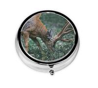 Buck On The Grass Print Pill Box for Pocket Round Pill Box 3 Compartment Decorative Portable Travel Pill Holder Tablet Vitamin Organizer Mini Pill Case(2pcs)