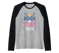 Buck Or Doe Can't Wait to Know Gender Reveal Raglan Baseball Tee