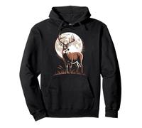 Buck Silhouette Moonrise Hunting Pullover Hoodie