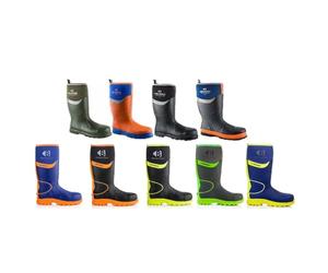 Buckbootz BBZ8000 GREY GREEN BUCKLER Hi VISABILITY FULL SAFETY WELLINGTON BOOT ANKLE PROTECTION & SUPPORT WATERPROOF METAL FREE (uk_footwear_size_system, adult, men, numeric, wide, numeric_3)