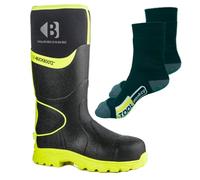 Buckbootz BBZ8000 Neoprene Safety Wellington Boots & TM Boot Socks (Yellow/Black, UK Footwear Size System, Adult, Men, Numeric, Medium, 11)