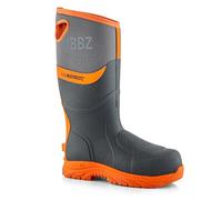 Buckbootz BBZ9000 FULL SAFETY WATERPROOF WELLINGTON BOOT METATARSAL PROTECTION & 360 REFLECTIVE (Grey with hi vis orange, UK Footwear Size System, Adult, Men, Numeric, Wide, 8)