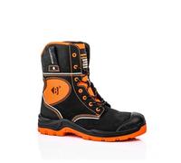 Buckbootz BUCKLER BVIZ6 Black Orange Hi Visibility 360 Reflective High Leg Waterproof Full Safety Boot with Ankle Protection & Pull On Handles