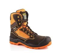 Buckbootz BVIZ1 Brown Orange Hi Visibility 360 Reflective Waterproof Full Safety High Leg Lace Boot with Side Zipper (uk_footwear_size_system, adult, men, numeric, wide, numeric_11)