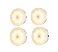 Buckchi Motion Sensor Lights Indoor, 4 Pack Cupboard Light, Stair Lights Night Light, 3 Modes USB Charging Wall, Magnetic for Kitchen Stair Closet Under Cabinet, 50 Lumens 6000K Warm White